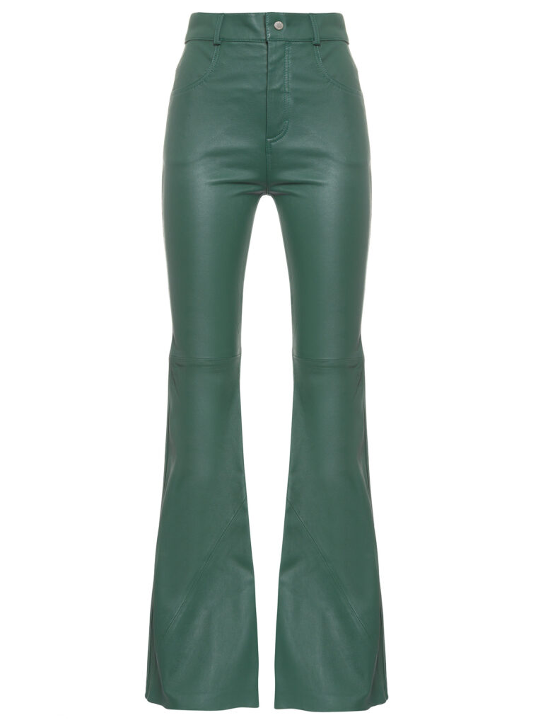 Calça de Couro Legítimo Flare verde cintura alta - GW Moda Couro