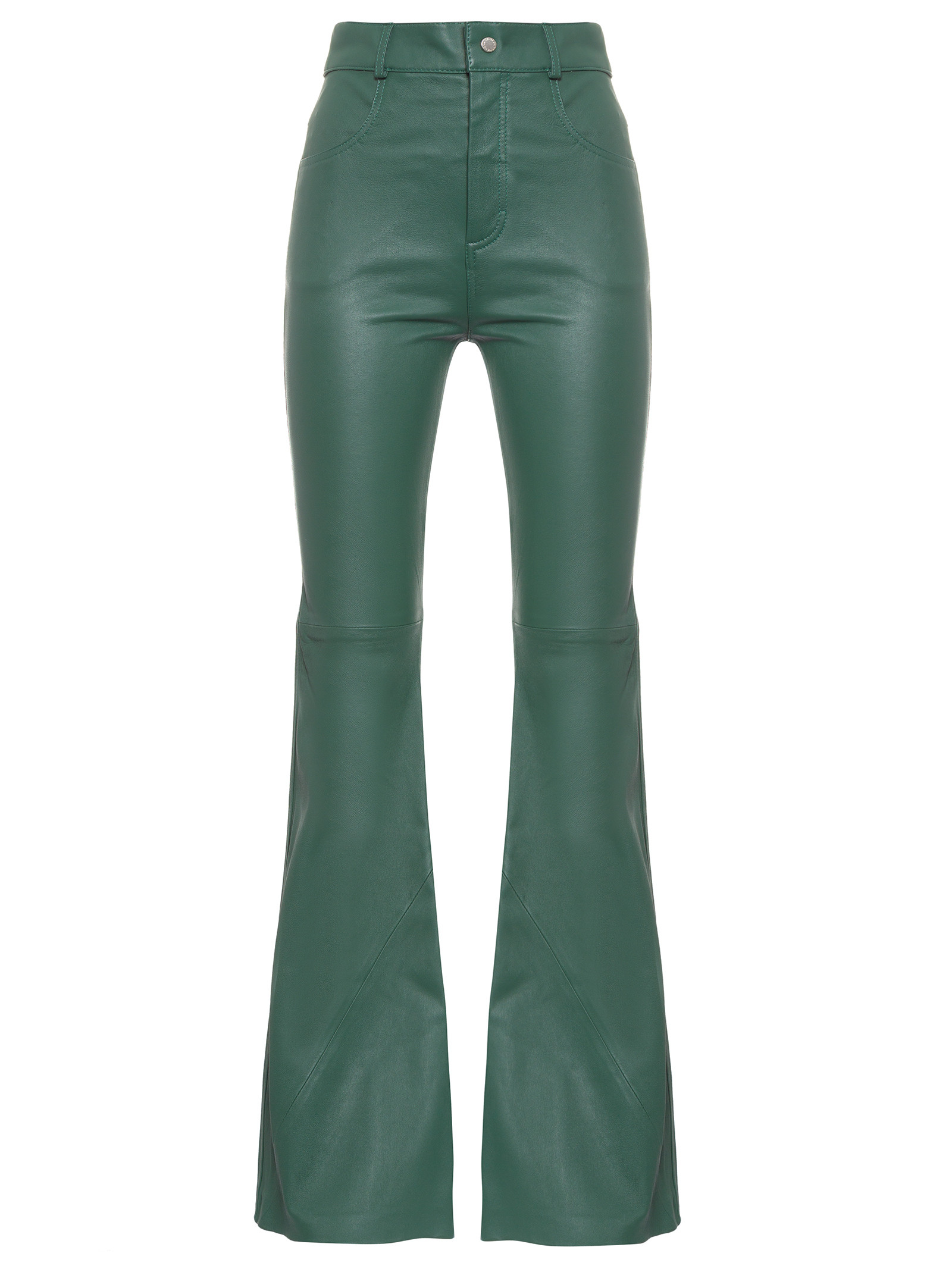 Calça de Couro Legítimo Flare verde cintura alta - GW Moda Couro