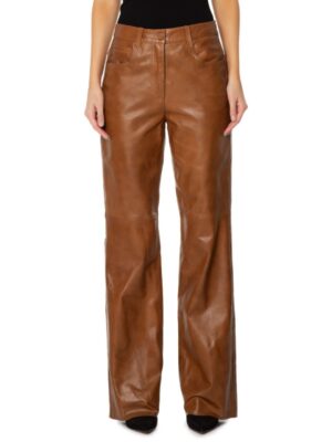 Calça reta de couro legítimo feminina - GW Moda Couro
