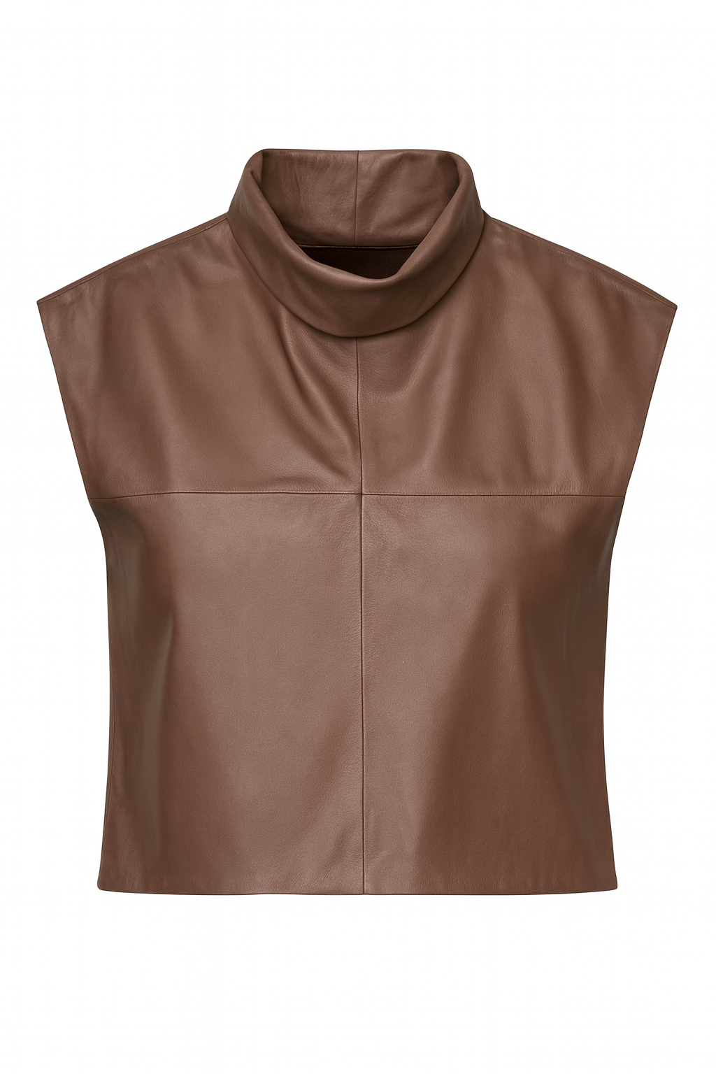 Blusa de couro legítimo Camélia feminina com gola alta - GW Moda Couro - Still