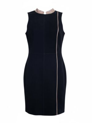 Vestido de Couro Legítimo Gardênia preto tubinho gola alta - GW Moda Couro