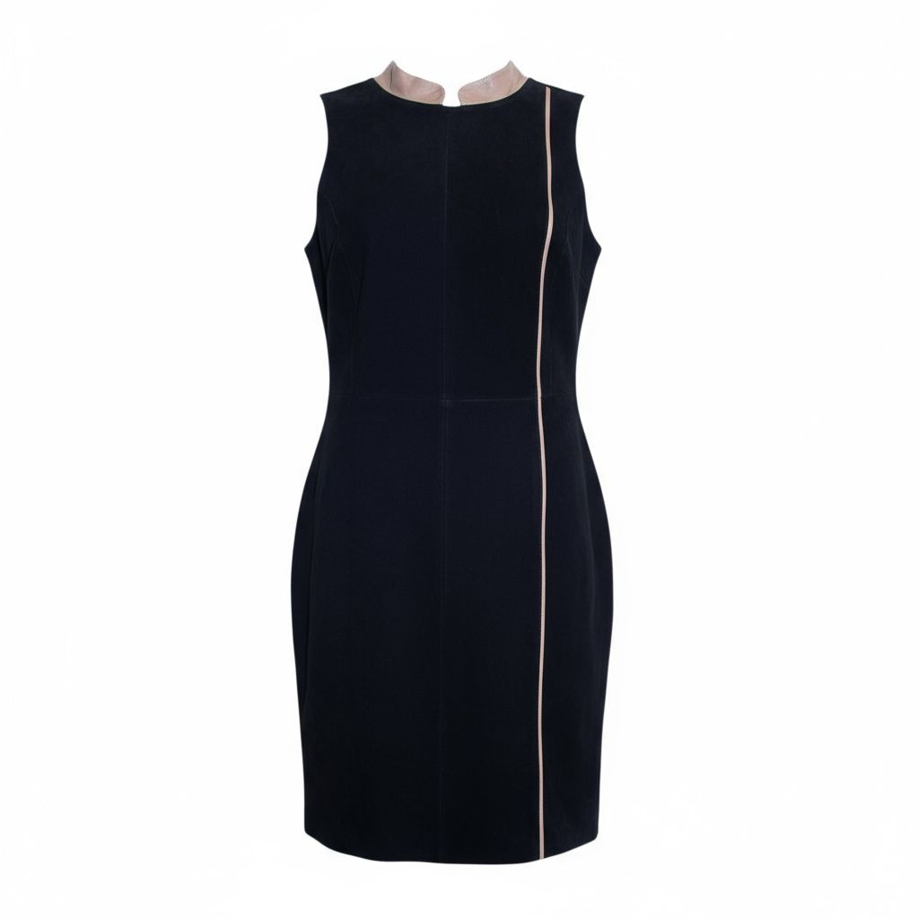 Vestido de Couro Legítimo Gardênia preto tubinho gola alta - GW Moda Couro