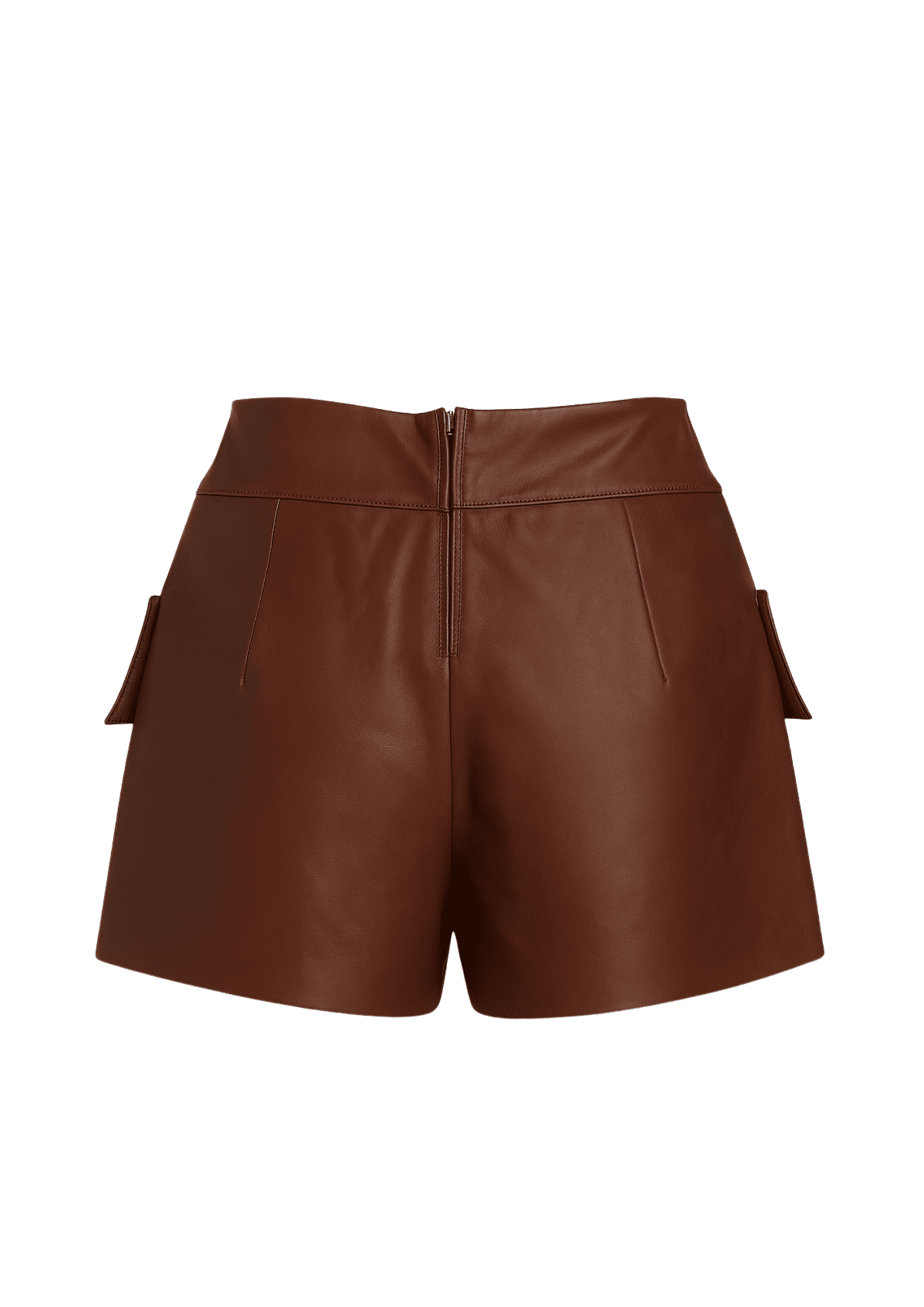 Shorts de Couro Legítimo Lumi marrom cintura alta - GW Moda Couro - costas