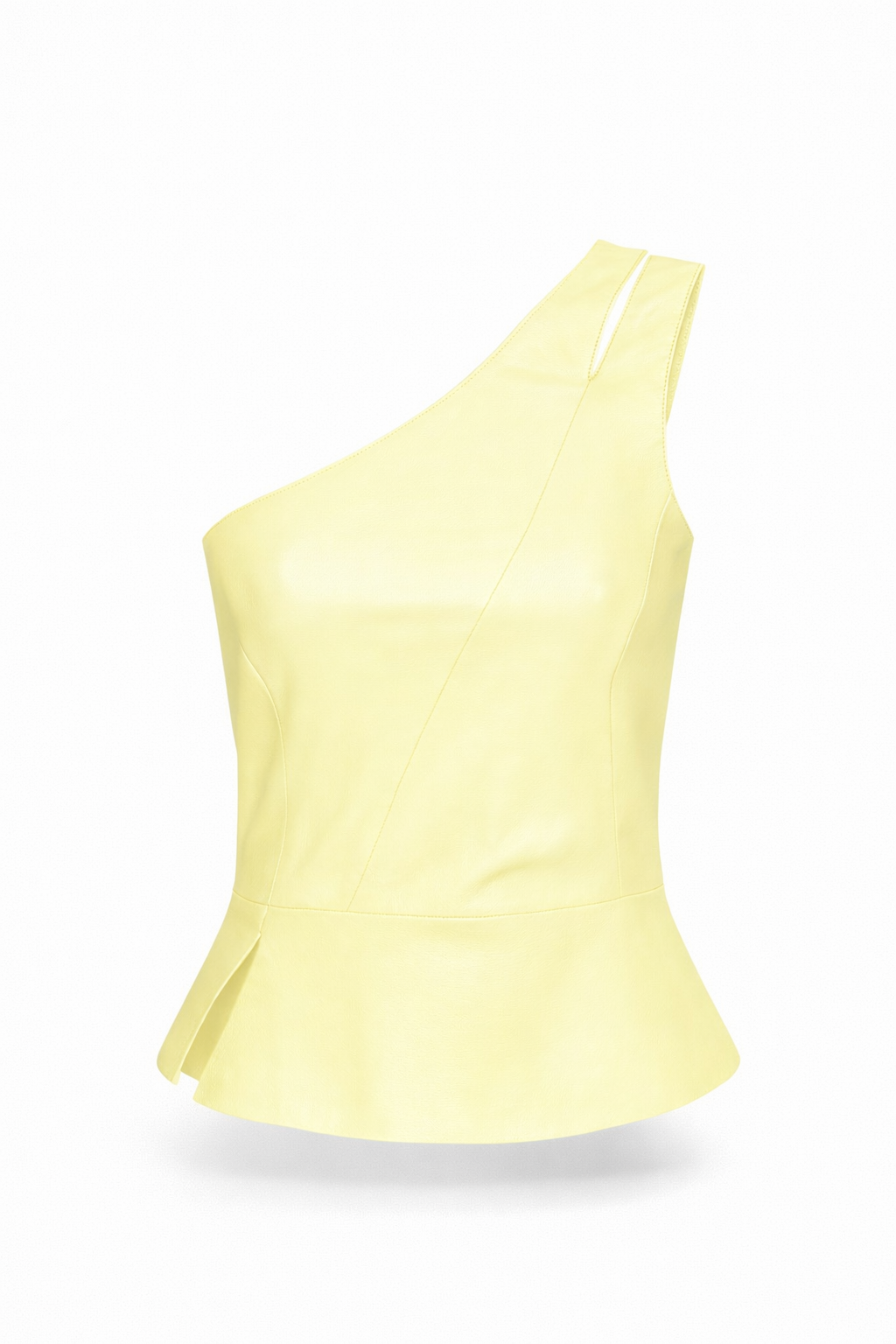 Blusa de Couro Legítimo Magnólia amarelo um ombro só - GW Moda Couro - Still