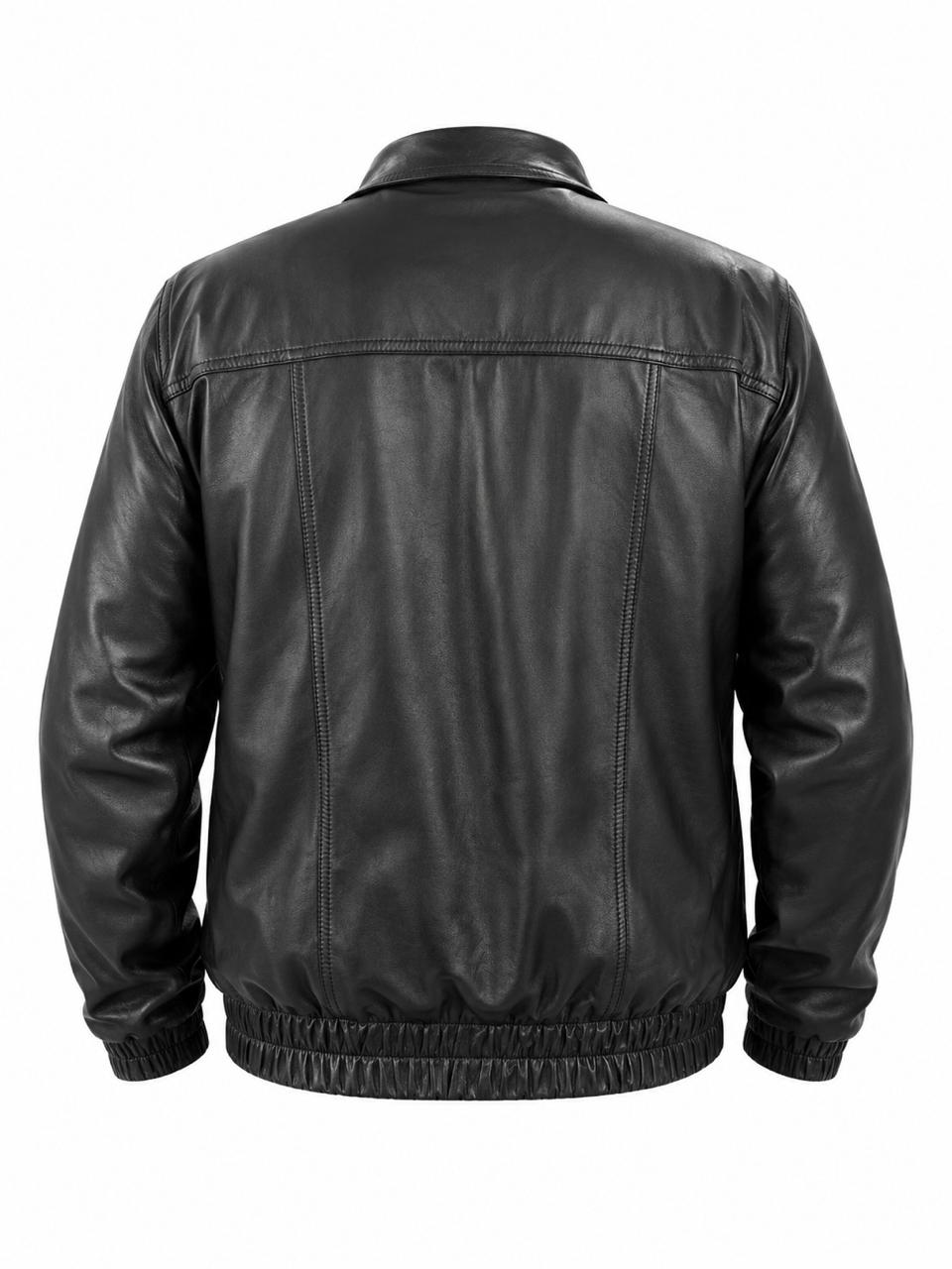 Jaqueta de Couro Legítimo Masculina Bomber preta zíper frontal - GW Moda Couro - costas