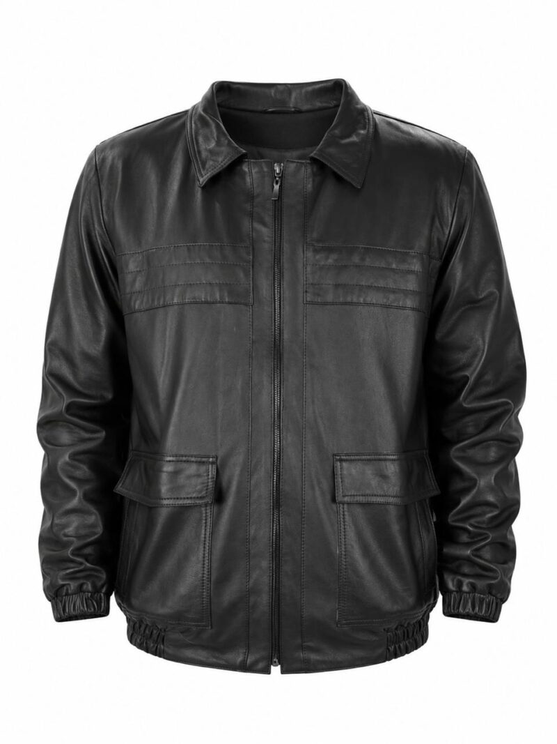 Jaqueta de Couro Legítimo Masculina Bomber