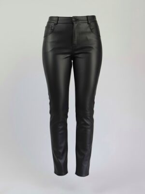 Calça de Couro Legítimo Skinny preta cintura alta - GW Moda Couro