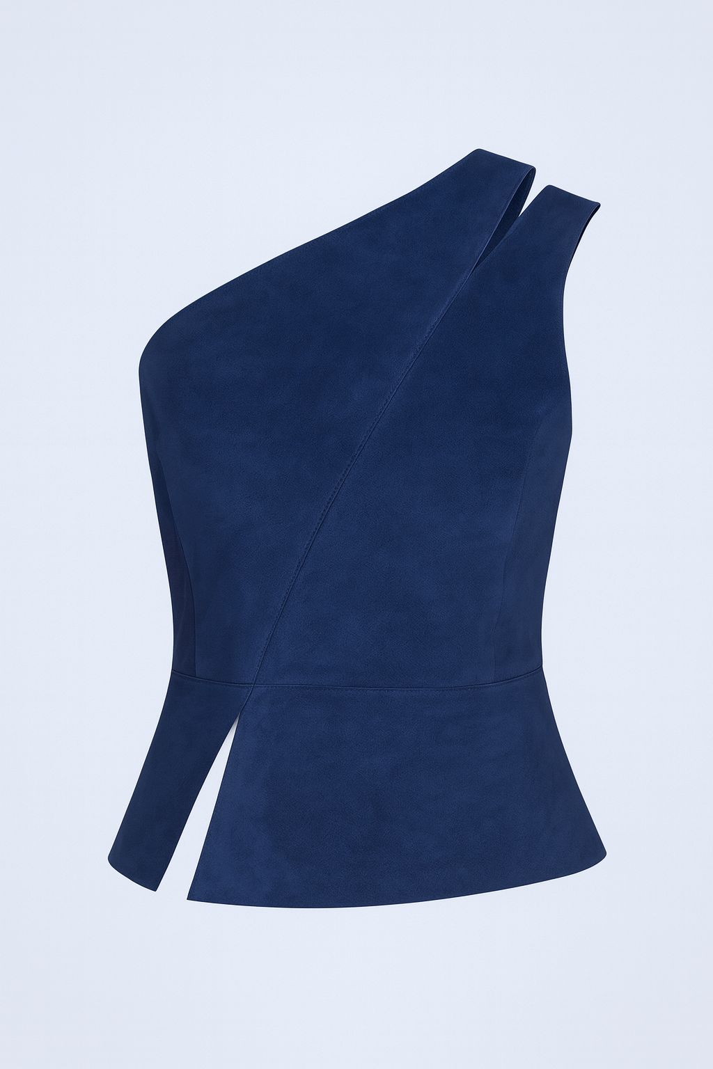 Blusa de Couro Legítimo Magnólia azul um ombro só - GW Moda Couro - Still