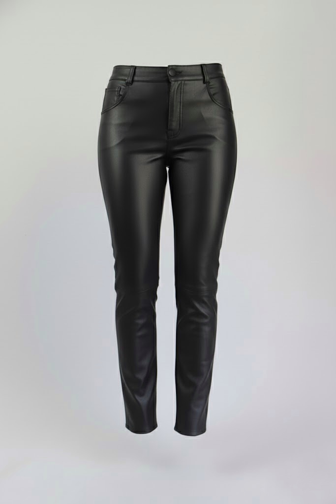 Calça de Couro Legítimo Skinny preta cintura alta - GW Moda Couro